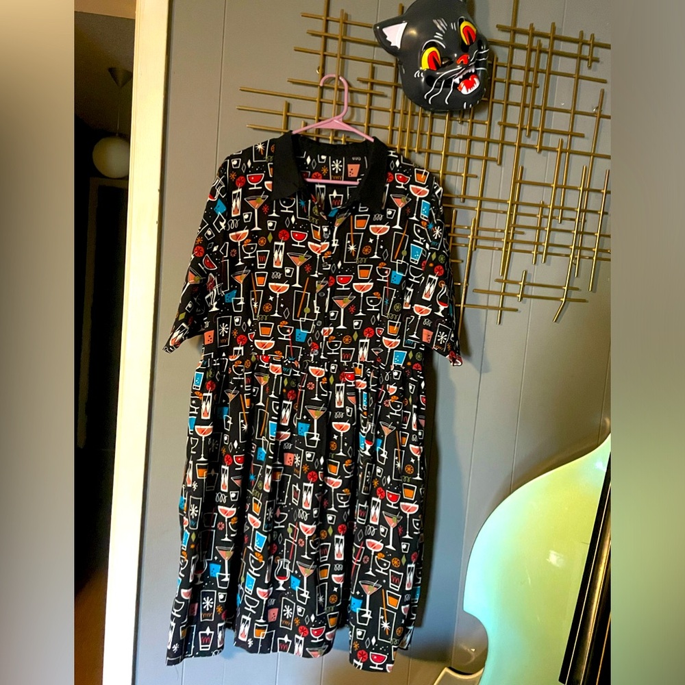 Mid century modern libations shirt dress
